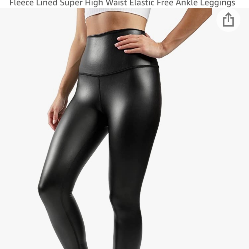 Very classy leather  look high waisted pants